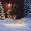 Šviečiantis elnio ir rogių rinkinys, 175 LED, 8 apšvietimo režimai, rudas, 82 × 32 × 120 cm ir 45 × 28 × 41 cm, 2 dalių