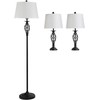 Lempos komplektas, 3 dalių vintažinis metalinis lempų komplektas, 38x158 cm, juoda, balta