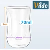 Termo stiklinės su dviguba sienele, 60 ml, skaidrios, 6 × 6 × 9 cm, 2 vnt.