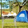 MultiGarden Turistinis stalas sulankstomas stovyklavimo stalas baltas viršus 120 x 60 cm