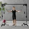 SPORTNOW kabelių treniruoklis namams, svoriai iki 50 kg kiekvienoje pusėje, kabelių stotis su rankenomis, laisvai pastatomas kabelių bokštas treniruotėms namuose, 245 x 207 cm