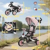AIYAPLAY 6-in-1 vaikiškas triratukas, vežimėlis mažyliams, su stūmimo rankena, reguliuojama sėdyne, sulankstomas dizainas, saugos tvorelė