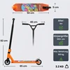 Triukinis paspirtukas su 100 mm PU ratukais ir 360° vairu, oranžinis–juodas, 65 x 48 x 82 cm