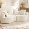 Trivietė berėmė sofa, kreminės baltos spalvos, 207 × 107 × 62 cm
