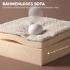 Trivietė berėmė sofa, kreminės baltos spalvos, 207 × 107 × 62 cm