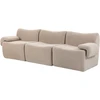 Trivietė modulinė šenilinė sofa, smėlio spalvos, 277 × 90 × 82 cm