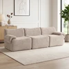 Trivietė modulinė šenilinė sofa, smėlio spalvos, 277 × 90 × 82 cm