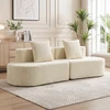 Trivietė modulinė sofa be rėmo su kišeninėmis spyruoklėmis, smėlinė, 245cm