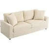 HOMCOM 3 vietų sofa, sofa su porankiais, pagalvėlėmis, minkšta sofa su kordu, storai paminkštinta poilsio sofa iki 450 kg svetainei, miegamajam 212 x 80 x 88 cm, kreminės baltos spalvos