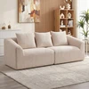 Trivietė sofa be rėmo su kišeninėmis spyruoklėmis, smėlinė, 225 x 93 x 83 cm