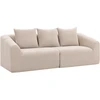 Trivietė sofa be rėmo su kišeninėmis spyruoklėmis, smėlinė, 225 x 93 x 83 cm