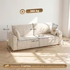 Trivietė sofa su aksominiu apmušalu, kreminė, 220 x 86 x 84 cm