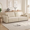 Trivietė sofa su aksominiu apmušalu, kreminė, 220 x 86 x 84 cm