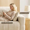 Trivietė sofa su aksominiu apmušalu, kreminė, 220 x 86 x 84 cm