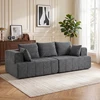 Trivietė sofa su kišeninėmis spyruoklėmis ir šeniliniu apmušalu, pilka, 248 x 104 x 87 cm