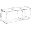 MultiGarden Turistinis stalas, sulankstomas kempingo stalas, baltas stalviršis, 180 x 60 cm