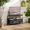 TV staliukas su 2 stalčiais, atvira niša, skirta televizoriams iki 47 colių, 98 x 29 x 56 cm, Juoda+Tamsiai pilka