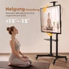 TV staliukas Mobilus televizoriaus stovas su ratukais ir reguliuojamo aukščio, juodas, 76 × 56 × 120–187,5 cm