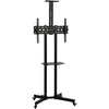 TV staliukas Mobilus televizoriaus stovas su ratukais ir reguliuojamo aukščio, juodas, 76 × 56 × 120–187,5 cm