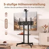 TV staliukas Mobilus televizoriaus stovas su ratukais ir reguliuojamo aukščio, juodas, 76 × 56 × 120–187,5 cm