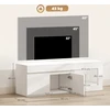 TV staliukas su 2 durelėmis ir atvira lentyna, baltas, 140 × 40 × 48 cm