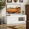 TV staliukas su 2 durelėmis ir atvira lentyna, baltas, 140 × 40 × 48 cm