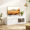 TV staliukas su 2 durelėmis ir atvira lentyna, baltas, 140 × 40 × 48 cm