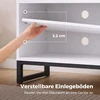 TV staliukas su reguliuojamomis lentynomis ir kabelių angomis, baltas ir ąžuolo spalvos, 140 × 36,5 × 50 cm
