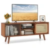 TV staliukas su slankiosiomis durelėmis ir reguliuojama lentyna, natūralios spalvos, 120,7 x 30,5 x 45,7 cm