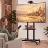 TV staliukas Televizoriaus stovas reguliuojamo aukščio, su 2 lentynomis, juodas, 85,3 × 64,8 × 129,5–189 cm