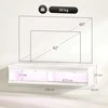 TV staliukas HOMCOM televizoriaus spintele, pakabinama TV spintelė su 16 spalvų RGB LED apšvietimu, TV stovas su atvira laikymo erdve, 55-60 colių televizoriams, svetainei, miegamajam, 140 x 40 x 30 cm, blizgiai balta