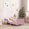 Lova AIYAPLAY Vaikiška lovytė, viengulė vaikiška lovytė, apsauginis turėklas, maža vaikiška lovytė vaikų kambariui, MDF, be čiužinio, rožinė