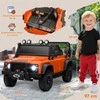 AIYAPLAY vaikiškas elektrinis automobilis, 12V akumuliatorius, nuotolinio valdymo pultas, muzikos funkcija, garso signalas, LED žibintai, oranžinė spalva