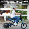 Vaikiškas elektrinis motociklas su 24 V 250 W varikliu ir galine pakaba, mėlynas ir juodas, 119 × 64 × 76,5 cm