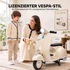 Vaikiškas elektrinis motociklas, VESPA licencijuotas, su nuimamais atraminiais ratukais, baltas, 81 × 37 × 63 cm