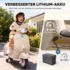 Vaikiškas elektrinis motociklas, VESPA licencijuotas, su nuimamais atraminiais ratukais, baltas, 81 × 37 × 63 cm