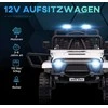 Aiyaplay HOMCOM Elektrinis vaikiškas automobilis, 12 V 3-5 km/val. visureigis su muzikine jungtimi, vaikiška transporto priemonė su 2.4G nuotolinio valdymo pulteliu, žibintais, garso signalu, elektrinė vaikiška transporto priemonė 3-6 metų vaikams, baltos spalvos