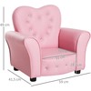 Homcom Vaikiška sofa princesės širdelės formos rožinis vaikiškas fotelis, jauki vaikų kambario sofa, L59xŠ41,5xH49cm
