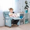 Vaikiška sofa HOMCOM, vaikiška kėdutė su reguliuojama atlošimo funkcija ir pakoja, mėlyna, 3–5 metų vaikams, 58x53x70 cm