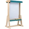 Vaikiškas molbertas su skaidria lenta ir popieriaus ritiniu, natūralios medienos ir žalios spalvos, 64,8 × 44,5 × 110,5 cm