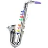 Lean Toys Vaikiškas muzikos instrumentas - saksofonas, sidabrinis, 8 spalvoti klavišai