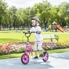 AIYAPLAY vaikiškas paspirtukas su reguliuojamu vairu, dideliais ratais, stovėjimo kojelė, rankinis stabdys, vaikams nuo 5-12 metų, rožinis
