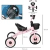 AIYAPLAY triratis, vaikiškas dviratukas su reguliuojama sėdyne, paspirtukas su krepšeliu, skambučiu, vaikiškas dviratis su pedalais, 2-5 metų vaikams, metalinis, rožinis