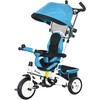 HOMCOM 6-in-1 triratukas su stūmimo rankena, vaikiškas triratukas su nuimamu stogeliu, dviratukas su 5 taškų saugos diržais, krepšeliu, gėrimų laikikliu, 1-5 metų vaikams, mėlynas