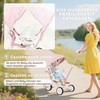 AIYAPLAY vaikiškas triratukas, transformuojamas vežimėlis, 5-in-1 dizainas, nuimama stūmimo rankena, reguliuojamas, saugos diržas, laikymo krepšys, 1-3 metai, rožinis