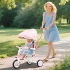 AIYAPLAY vaikiškas triratukas, transformuojamas vežimėlis, 5-in-1 dizainas, nuimama stūmimo rankena, reguliuojamas, saugos diržas, laikymo krepšys, 1-3 metai, rožinis