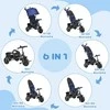 HOMCOM 6-in-1 triratukas su stūmimo rankena, vaikiškas triratukas su nuimamu stogeliu, pagalvėle, balansinis dviratukas su 5 taškų saugos diržais, krepšiu, puodelių laikikliu, vaikams nuo 1 iki 5 metų, tamsiai mėlynas