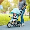 HOMCOM 6-in-1 triratukas su stūmimo rankena, vaikiškas triratukas su nuimamu stogeliu, pagalvėle, balansinis dviratis su 5 taškų saugos diržais, krepšeliu, puodelio laikikliu, 1–5 metų vaikams, žalias
