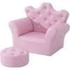 HOMCOM Mergaičių fotelis Minkšta sofa Krištoliniai mygtukai Taburetė Rožinė Jauki nuo 3 metų 58x40.5x49cm