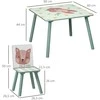 ZONEKIZ vaikiškas stalas su 2 kėdėmis, vaikiškų baldų komplektas su 1 stalu ir 2 kėdėmis, mielas gyvūnų motyvas, baldų komplektas vaikams nuo 3–8 metų, žalias